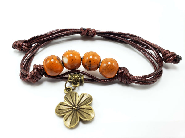 Beaded Flora Bracelet Bracelets Teshuah Tea Company Orange