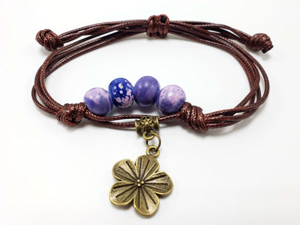 Beaded Flora Bracelet Bracelets Teshuah Tea Company Purple 