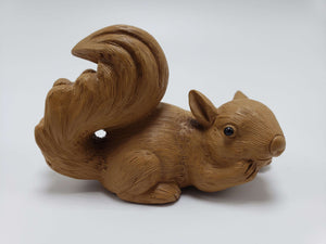 Caramel Colored Squirrel Clay Statue 
